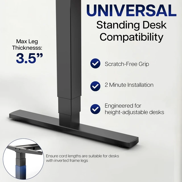 Alt view image 3 of 7 - Black Clamp-on Desk Leg PC Mount, MOUNT-PC01C 3.5-7.8 in Wide Adjustable Computer Mount, Under Desk CPU Case Machine Holder with Tool-Free Installation, Holds 22 lbs