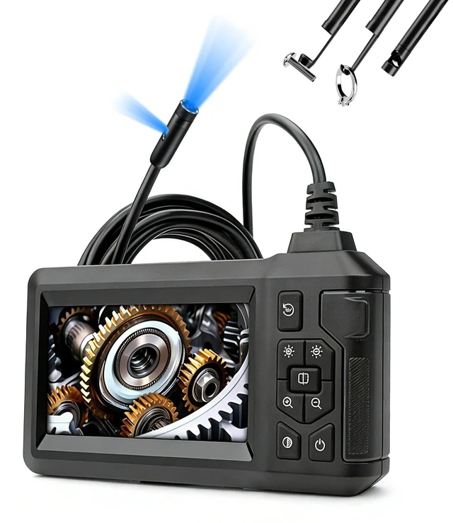Main image of Endoscope Camera with Light, Dual Lens Borescope Camera with 4.3" IPS Screen, 1080P HD with 8 LED Lights, 49.2FT Semi-Rigid Cord Bore Scope,Waterproof Sewer Borescope,Gadgets for Men & Tools for Men