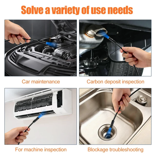 Alt view image 3 of 7 - Endoscope Camera with Light, Dual Lens Borescope Camera with 4.3" IPS Screen, 1080P HD with 8 LED Lights, 49.2FT Semi-Rigid Cord Bore Scope,Waterproof Sewer Borescope,Gadgets for Men & Tools for Men