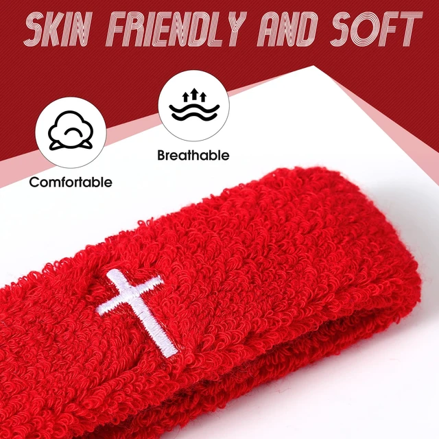 Alt view image 3 of 7 - Cross Bicep & Wrist Bands Absorbent Sweatband Set Christian, Breathable Soft Cotton, Wristbands Armbands for Football Baseball Players Sports Accessories, Men and Women