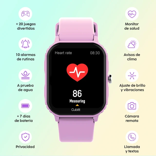 Alt view image 4 of 7 - Teens Smartwatch, 1.85 Touchscreen Fitness Tracker Dusty Lilac For Ages 1114, 6 Sport Modes, HR & Sleep Monitor, Built-in Games, Parental Lock, IP68 Water Resistance, 7-Day Battery