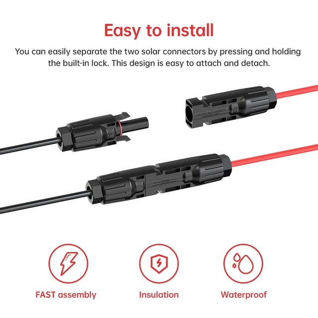 Alt view image 3 of 7 - 10AWG 50FT Solar Panel Cable to Anderson Connector 2 6 10 20 35 50FT Solar Extension Cable for Portable Power Station Solar Generator Battery Pack(50FT)