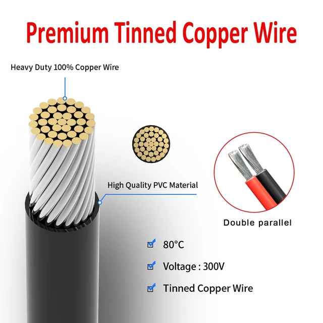 Alt view image 4 of 7 - 10AWG 50FT Solar Panel Cable to Anderson Connector 2 6 10 20 35 50FT Solar Extension Cable for Portable Power Station Solar Generator Battery Pack(50FT)