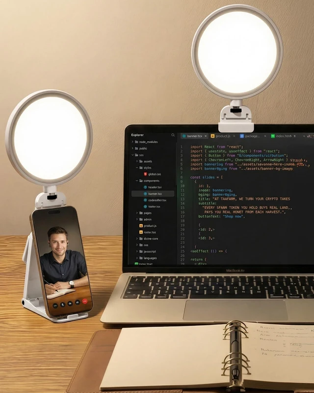 Main image of Computer Lighting for Video conferencing with Flexible Clip, 50 Modes Eye-Care Diffused Light, CRI>97.8, Memory, Lighting for Zoom meetings, Streaming, Portable for Laptop, Monitor & Webcam