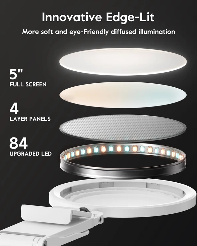 Alt view image 3 of 7 - Computer Lighting for Video conferencing with Flexible Clip, 50 Modes Eye-Care Diffused Light, CRI>97.8, Memory, Lighting for Zoom meetings, Streaming, Portable for Laptop, Monitor & Webcam