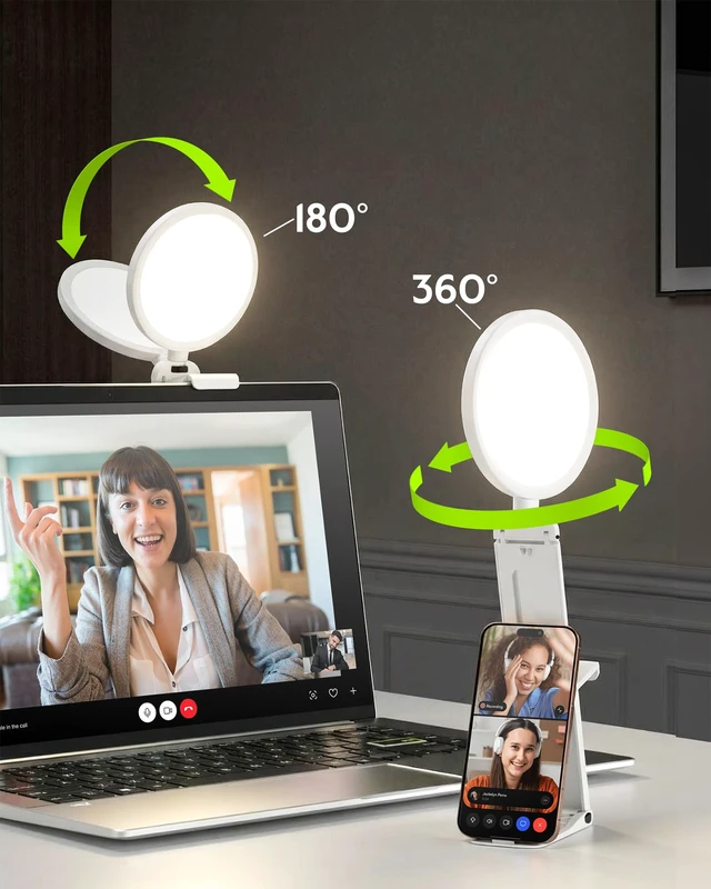 Alt view image 5 of 7 - Computer Lighting for Video conferencing with Flexible Clip, 50 Modes Eye-Care Diffused Light, CRI>97.8, Memory, Lighting for Zoom meetings, Streaming, Portable for Laptop, Monitor & Webcam