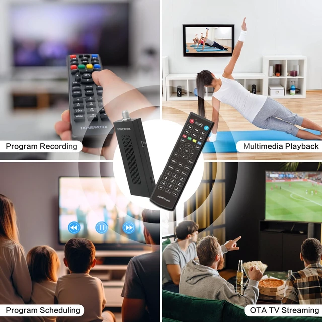 Alt view image 5 of 7 - ATSC Digital TV Converter Box Dongle with TV Tuner, TV Recording, USB Multimedia Function, 1080P HDMI Output, Clear QAM by HomeWorx (HW135STB)