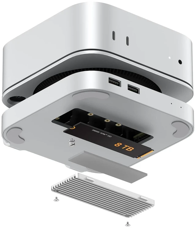 Alt view image 6 of 7 - 40Gbps USB4 Mac mini M4/M5/M6 Dock, All-Aluminum Docking Station with 40Gbps M.2 SSD (NVMe PCle) Enclosure, 3*USB 2.0, 3.5mm Audio, USB4 Host Mac mini M4/M5/M6 USB-4 Dock