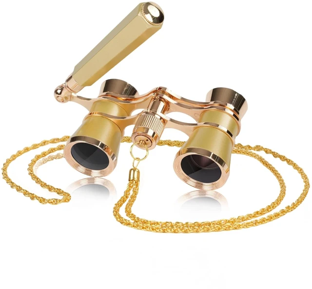 Main image of 3X25 Opera Glasses Binoculars with Adjustable Handles Exquisite Chain Theater Glasses for Adults with BK7 HD Optical Lens Portable Binocular for Women Kids Ideal for Concert Gold Opera Binoculars