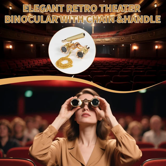 Alt view image 2 of 7 - 3X25 Opera Glasses Binoculars with Adjustable Handles Exquisite Chain Theater Glasses for Adults with BK7 HD Optical Lens Portable Binocular for Women Kids Ideal for Concert Gold Opera Binoculars