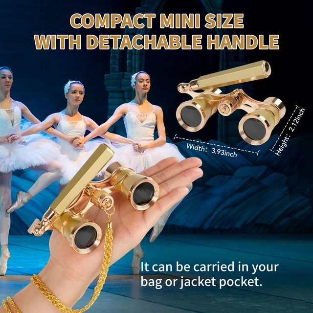Alt view image 5 of 7 - 3X25 Opera Glasses Binoculars with Adjustable Handles Exquisite Chain Theater Glasses for Adults with BK7 HD Optical Lens Portable Binocular for Women Kids Ideal for Concert Gold Opera Binoculars