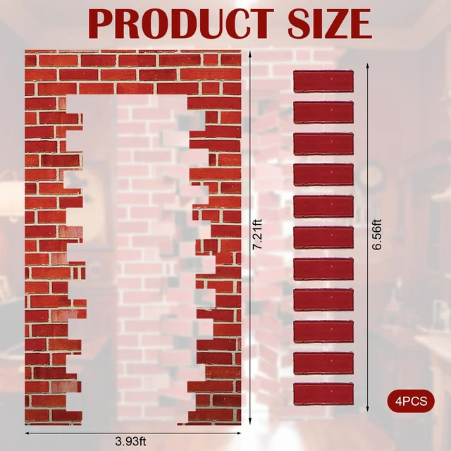 Alt view image 2 of 6 - 78.7" x 47.2" Magical Wizard Door Hanging Banner Sign, Classic Red Brick Door Banner Decoration, Wall Photo Booth Backdrop Porch Decorations for Birthday Baby Shower Holiday Party Supplies