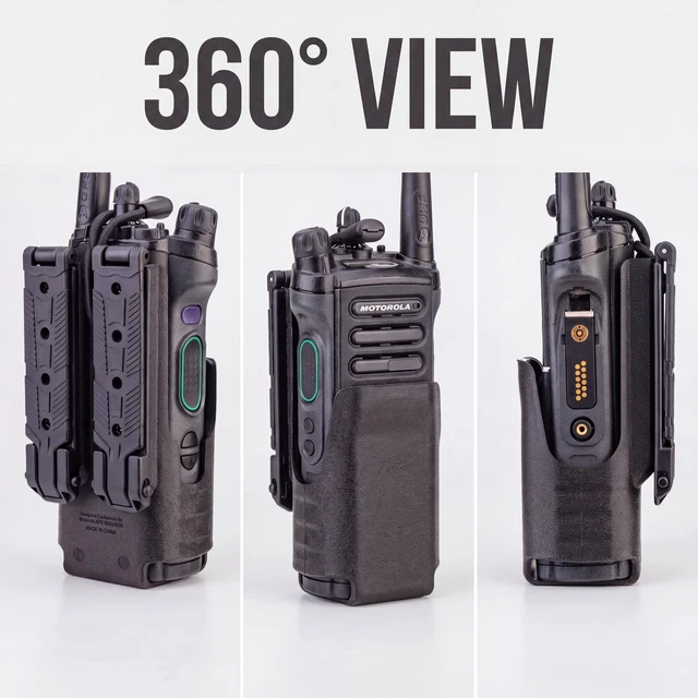 Alt view image 5 of 7 - Tactical Radio Holster for Motorola APX 6000 / APX 8000 - Hard Shell Radio Holder with Elastic Cord Retention, MOLLE Compatible Radio Pouch for Law Enforcement, Security & Tactical Use etc
