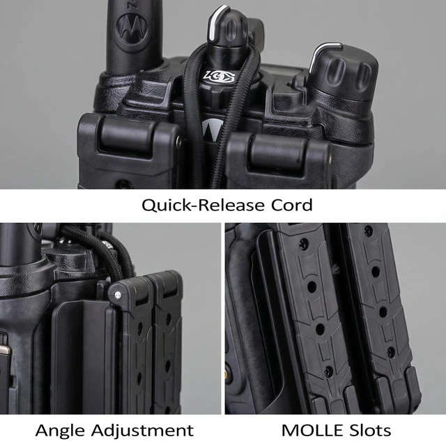 Alt view image 4 of 7 - Tactical Radio Holster for Motorola APX 6000 / APX 8000 - Hard Shell Radio Holder with Elastic Cord Retention, MOLLE Compatible Radio Pouch for Law Enforcement, Security & Tactical Use etc