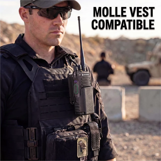 Alt view image 6 of 7 - Tactical Radio Holster for Motorola APX 6000 / APX 8000 - Hard Shell Radio Holder with Elastic Cord Retention, MOLLE Compatible Radio Pouch for Law Enforcement, Security & Tactical Use etc
