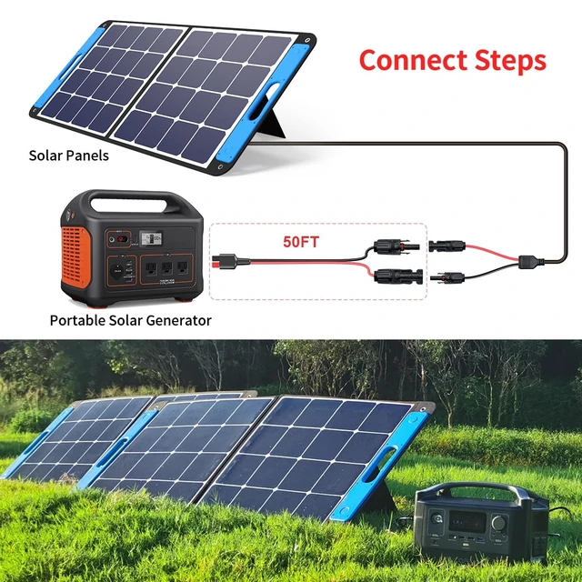 Alt view image 6 of 7 - 10AWG 50FT Solar Panel Cable to Anderson Connector 2 6 10 20 35 50FT Solar Extension Cable for Portable Power Station Solar Generator Battery Pack(50FT)
