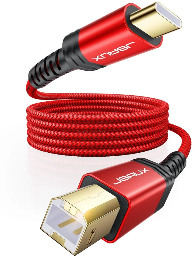 Main image of USB B to USB C Cable 15ft, Printer Cable USB C for MIDI Keyboard printer cable, midi cable, nylon braided, plug and play, compatible with MacBook, Piano, MIDI Keyboard, DJ Controller, DAC