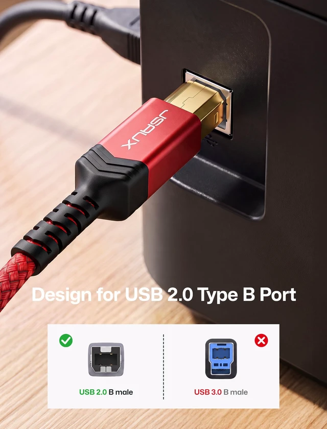 Alt view image 4 of 7 - USB B to USB C Cable 15ft, Printer Cable USB C for MIDI Keyboard printer cable, midi cable, nylon braided, plug and play, compatible with MacBook, Piano, MIDI Keyboard, DJ Controller, DAC