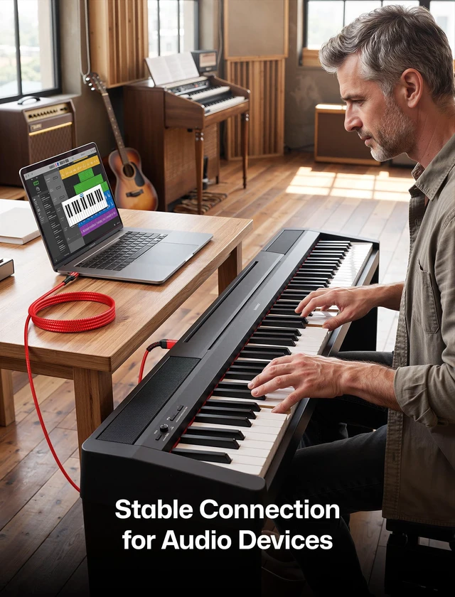Alt view image 3 of 7 - USB B to USB C Cable 15ft, Printer Cable USB C for MIDI Keyboard printer cable, midi cable, nylon braided, plug and play, compatible with MacBook, Piano, MIDI Keyboard, DJ Controller, DAC