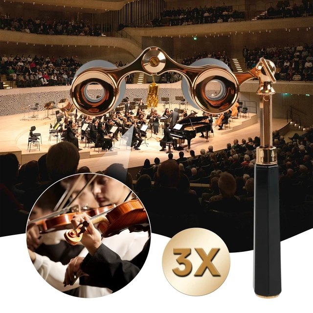 Alt view image 4 of 7 - 3X25 Opera Glasses for Women Theater Glasses for Concert with HD Optics Mini Compact Binoculars for with Retractable Handle & Exquisite Chain Vintage Portable Costume Binoculars for Musical Cinema