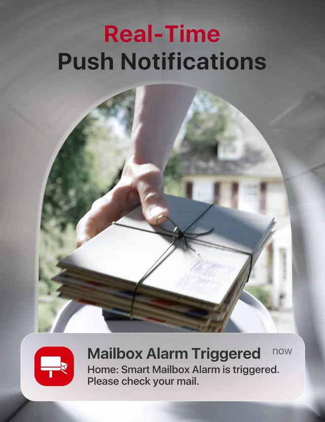 Alt view image 2 of 7 - Smart Mailbox Alarm for Delivered Mail, APP Alerts Wireless Long Range Mailbox Sensor with SBS50 Base Station, Up to 4 Years of Battery Life, SMA11