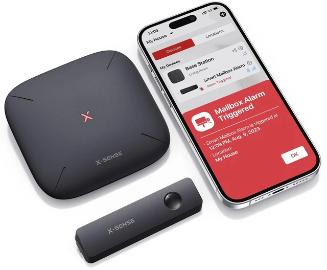 Main image of Smart Mailbox Alarm for Delivered Mail, APP Alerts Wireless Long Range Mailbox Sensor with SBS50 Base Station, Up to 4 Years of Battery Life, SMA11