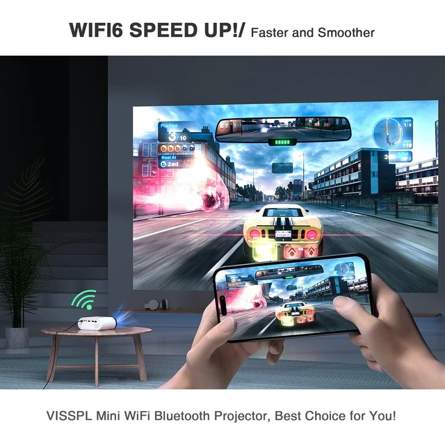 Alt view image 4 of 7 - Mini Projector with WiFi and Bluetooth, FHD 1080P Projector, Portable Outdoor Projector with Tripod, Home Theater Movie Phone Projector Compatible with Android/iOS/Windows/TV Stick/HDMI/USB