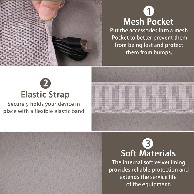Alt view image 5 of 7 - for Bose New SoundLink Micro 2nd Gen Speaker Protective Case, Sand EVA Hard Shell, Soft Velvet Lining, Durable Wrist Strap, Portable Travel Bag with Carabiner, Mesh Accessory Pocket