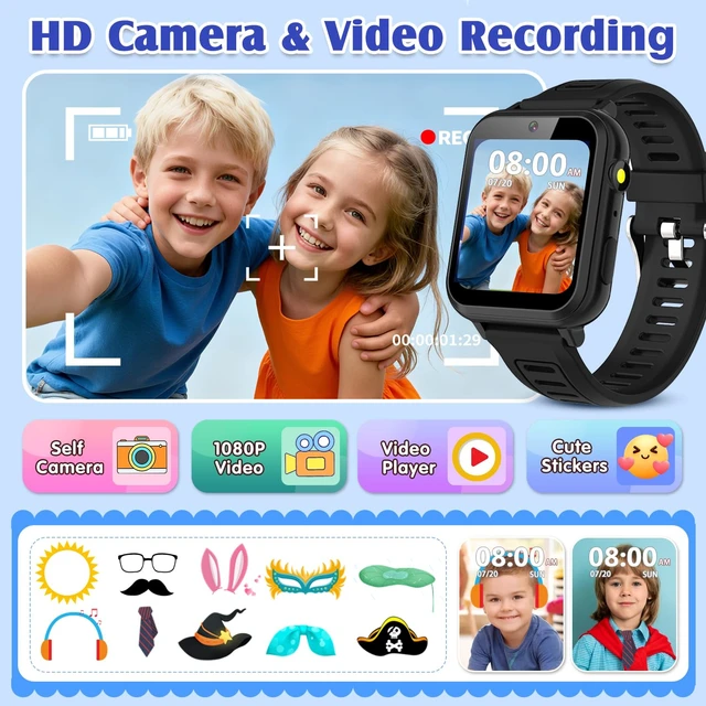 Alt view image 4 of 7 - Smart Watch for Kids with 39 Games,Camera,Video,Music Player,Recorder,Alarm,Pedometer,Flashlight,Stopwatch,HD Touch Screen,Birthday Gift Toy for Boys Ages 3-12(Black)