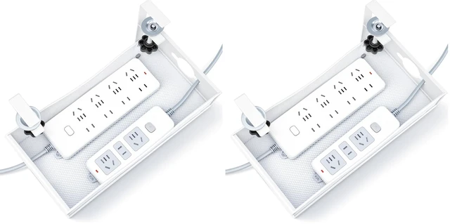Main image of Extra Wide Under Desk Cable Management - 7inch No Drill Installation Cable Management Tray, Clamp/Screw Mount Desk Cable Management, Cable Management Tray for Office, Home((White, XL) (Pack of 2)