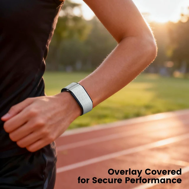 Alt view image 3 of 7 - Nylon Loop Compatible with Amazfit Helio Strap Band, Overlay Covered Design Soft breathable nylon with an adjustable hook-and-loop closure for workouts, sleep, and everyday wear
