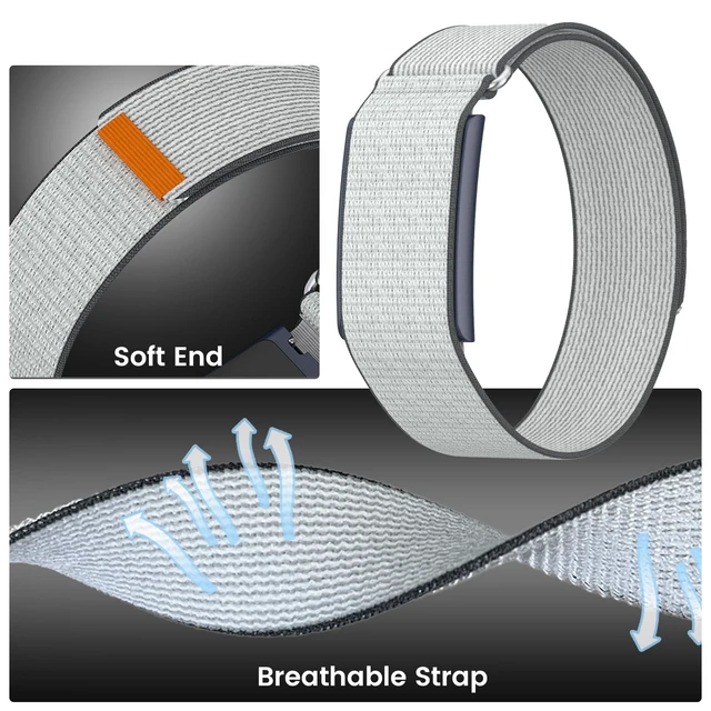 Alt view image 5 of 7 - Nylon Loop Compatible with Amazfit Helio Strap Band, Overlay Covered Design Soft breathable nylon with an adjustable hook-and-loop closure for workouts, sleep, and everyday wear