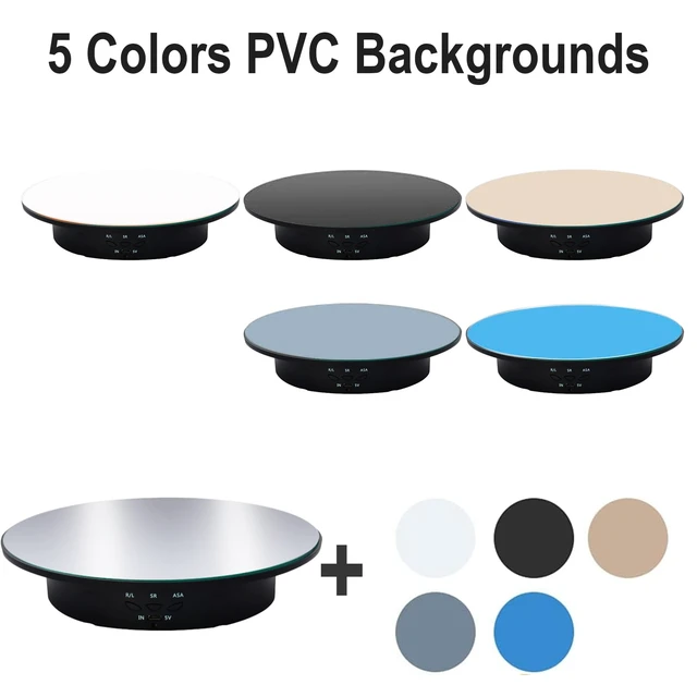 Alt view image 4 of 7 - Motorized Rotating Display Stand, 7.87inch /17.6lbs Load, 360 Degree Electric Rotating Turntable for Photography ProductsJewelrywith 5 Colors Backgrounds, Mirror Cover (Black/Remote Control)