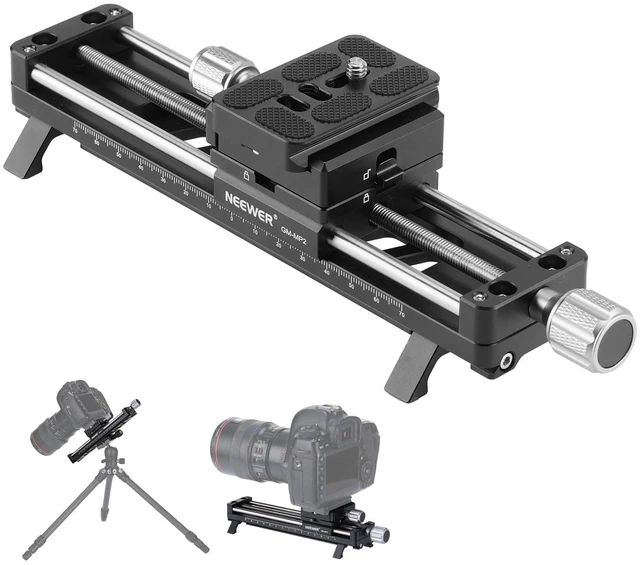 Main image of 140mm Macro Focusing Rail Slider with 360° Rotation, 4 Directional Locking, Retractable Feet, Acra Type QR Plate, 1/4" & 3/8" Screw for Camera Macro Photography Close Up Shooting, GM-MP2
