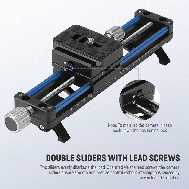 Alt view image 3 of 7 - 140mm Macro Focusing Rail Slider with 360° Rotation, 4 Directional Locking, Retractable Feet, Acra Type QR Plate, 1/4" & 3/8" Screw for Camera Macro Photography Close Up Shooting, GM-MP2