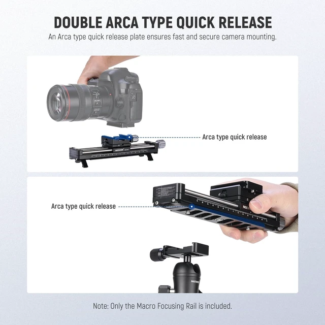 Alt view image 5 of 7 - 140mm Macro Focusing Rail Slider with 360° Rotation, 4 Directional Locking, Retractable Feet, Acra Type QR Plate, 1/4" & 3/8" Screw for Camera Macro Photography Close Up Shooting, GM-MP2