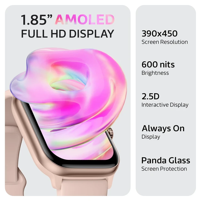 Alt view image 3 of 7 - Pulse 2 VeryFit Smart Watch for Women Fitness Tracker Watch (Pink) Alexa, 1.85" AMOLED Screen, Body Energy, Heart Rate, Oxygen Saturation, Stress, Sleep Monitor, Step Tracker, Bluetooth Call