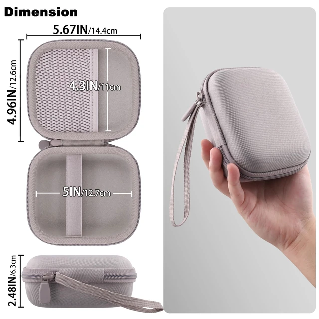 Alt view image 7 of 7 - for Bose New SoundLink Micro 2nd Gen Speaker Protective Case, Sand EVA Hard Shell, Soft Velvet Lining, Durable Wrist Strap, Portable Travel Bag with Carabiner, Mesh Accessory Pocket