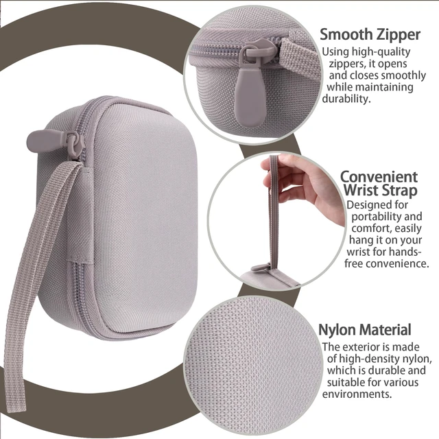 Alt view image 6 of 7 - for Bose New SoundLink Micro 2nd Gen Speaker Protective Case, Sand EVA Hard Shell, Soft Velvet Lining, Durable Wrist Strap, Portable Travel Bag with Carabiner, Mesh Accessory Pocket