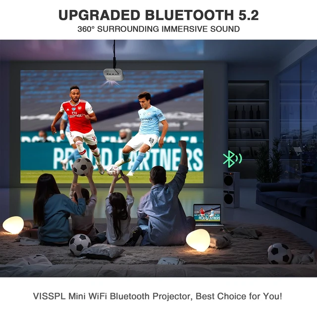 Alt view image 5 of 7 - Mini Projector with WiFi and Bluetooth, FHD 1080P Projector, Portable Outdoor Projector with Tripod, Home Theater Movie Phone Projector Compatible with Android/iOS/Windows/TV Stick/HDMI/USB