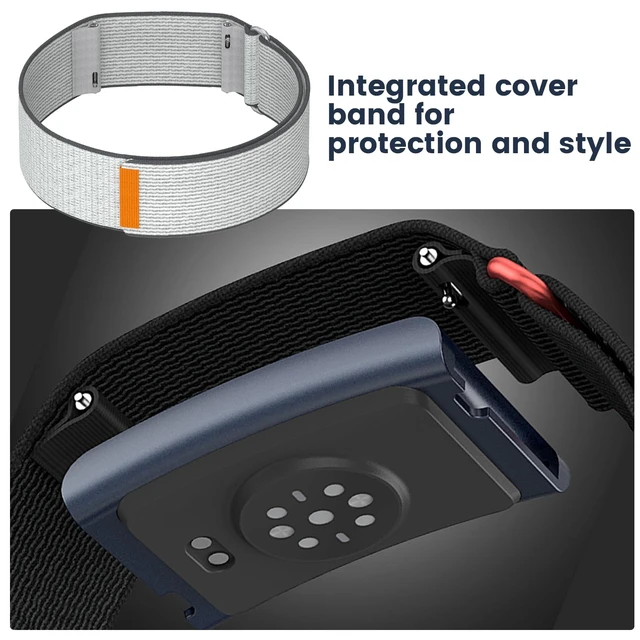 Alt view image 4 of 7 - Nylon Loop Compatible with Amazfit Helio Strap Band, Overlay Covered Design Soft breathable nylon with an adjustable hook-and-loop closure for workouts, sleep, and everyday wear