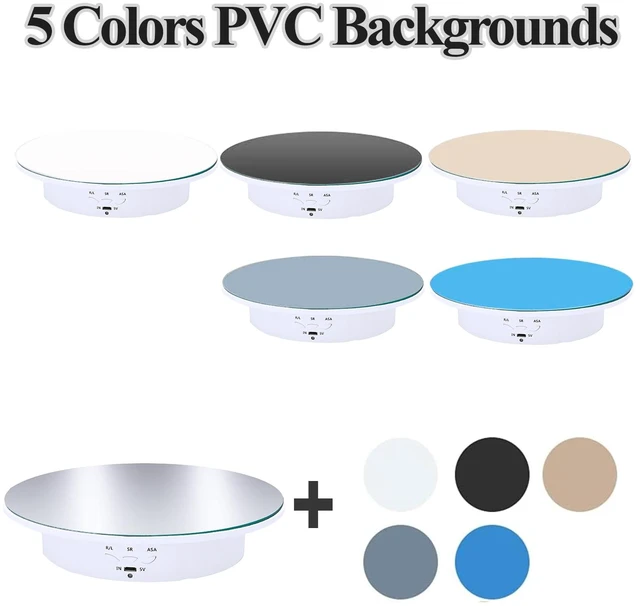 Alt view image 5 of 7 - Motorized Rotating Display Stand, 7.87inch /17.6lbs Load, 360 Degree Electric Rotating Turntable for Photography Products, Jewelry5 Colors Backgrounds, Mirror Cover (White/Remote Control)