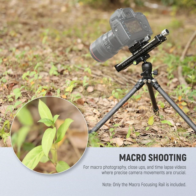 Alt view image 2 of 7 - 140mm Macro Focusing Rail Slider with 360° Rotation, 4 Directional Locking, Retractable Feet, Acra Type QR Plate, 1/4" & 3/8" Screw for Camera Macro Photography Close Up Shooting, GM-MP2