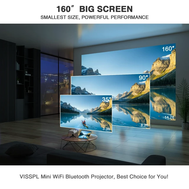 Alt view image 7 of 7 - Mini Projector with WiFi and Bluetooth, FHD 1080P Projector, Portable Outdoor Projector with Tripod, Home Theater Movie Phone Projector Compatible with Android/iOS/Windows/TV Stick/HDMI/USB