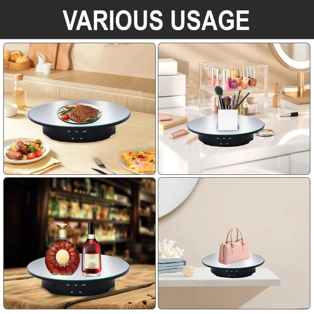 Alt view image 6 of 7 - Motorized Rotating Display Stand, 7.87inch /17.6lbs Load, 360 Degree Electric Rotating Turntable for Photography ProductsJewelrywith 5 Colors Backgrounds, Mirror Cover (Black/Remote Control)