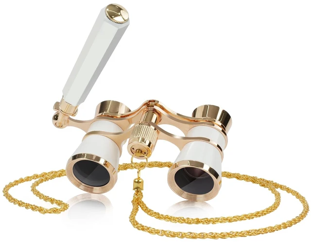 Main image of 3X25 Theater Glasses Opera Binoculars with Adjustable Handle Opera Glasses for Women Adults with Chain Mini Compact Opera Binoculars for Concerts Musical Cinema (White)