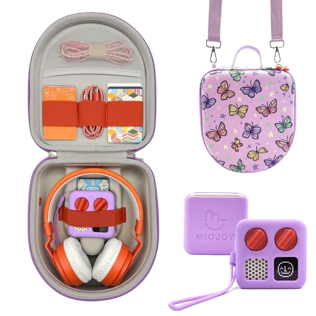 Main image of Silicone Cover and Travel Case Compatible with Yoto Mini with Headphones, Hard Carrying Case with Shoulder Strap and Adventure Jacket Accessories Set for Yoto Mini, Butterfly