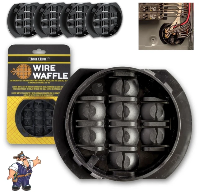 Main image of Wire Waffle Connnector for 2.5" KO's - 4 pack, NM Cable Connector, 16 Cables in 1 Knockout, UL Listed & NEC Compliant (KO25W.P4)