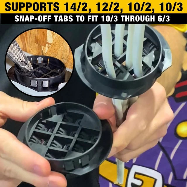 Alt view image 4 of 6 - Wire Waffle Connnector for 2.5" KO's - 4 pack, NM Cable Connector, 16 Cables in 1 Knockout, UL Listed & NEC Compliant (KO25W.P4)