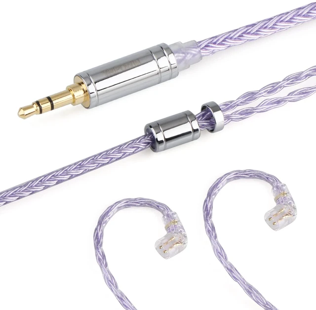 Alt view image 7 of 7 - Tripowin Zonie 16 Core SilverPlated IEM Cable, Recessed 2pin, 3.5mm 1.25m SPC in Ear Monitor Wire, Earphone Upgraded Cords for ZS10 PRO 2 AS10 PRO ZSN PRO X Waner SIMGOT EM6L, Lavender